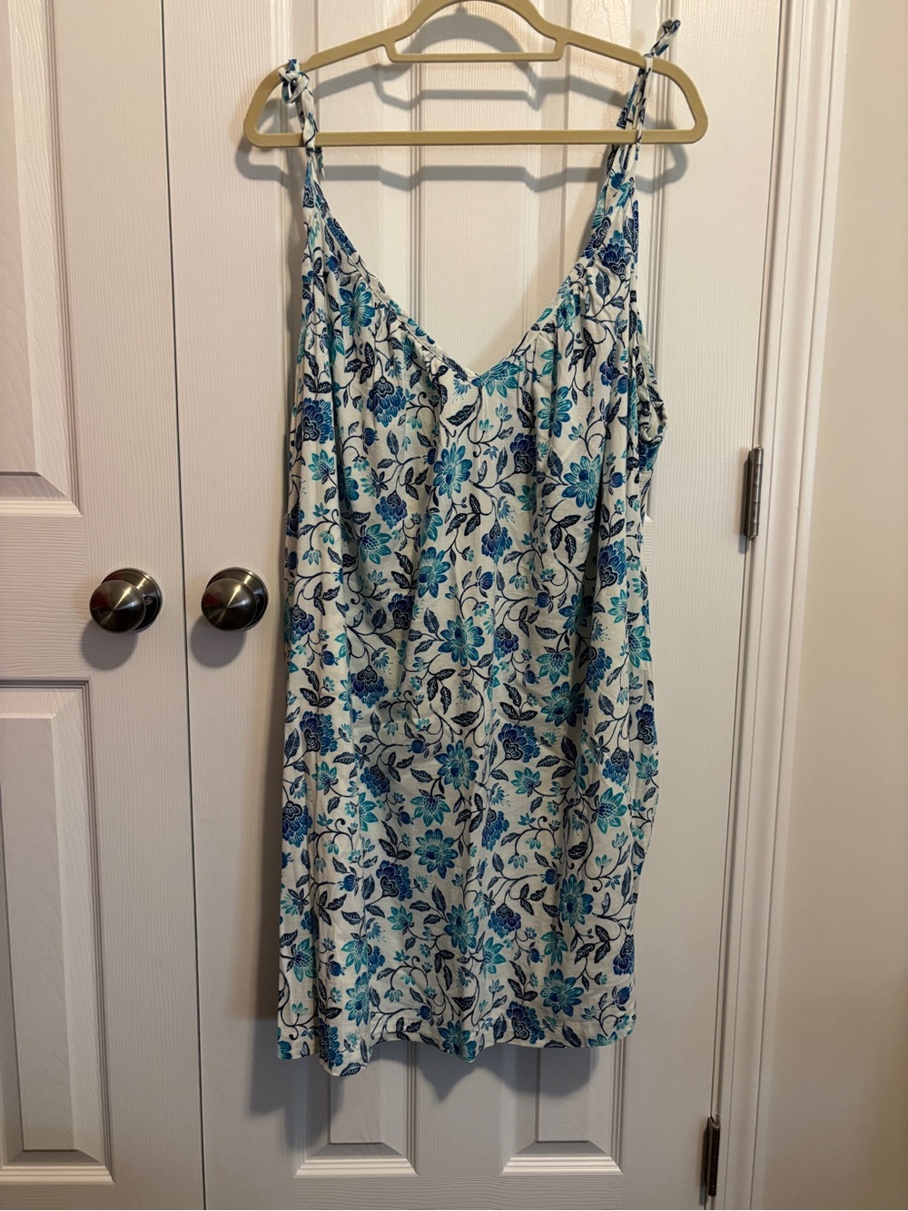 Old Navy White Dress with Blue Floral Print